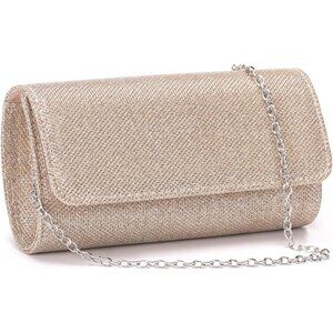 Women's Gold Sparkling Detachable Chain Evening Bag for Wedding Party